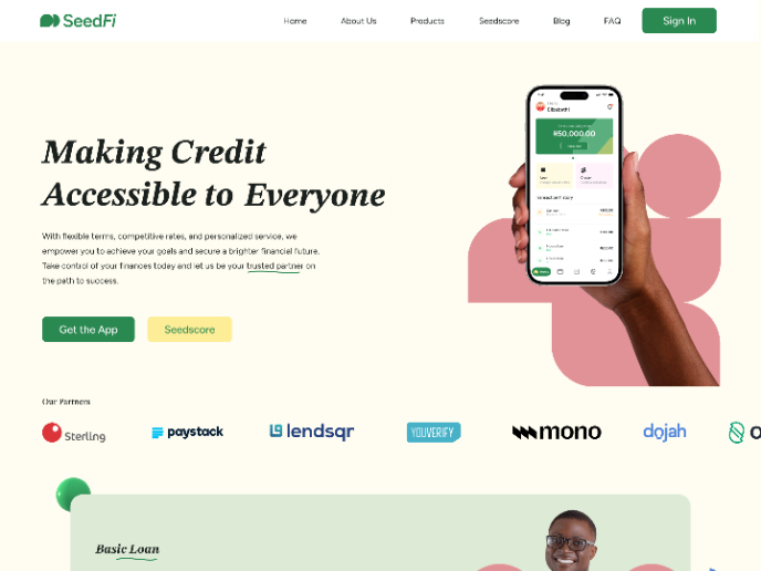 SeddFi's landing page