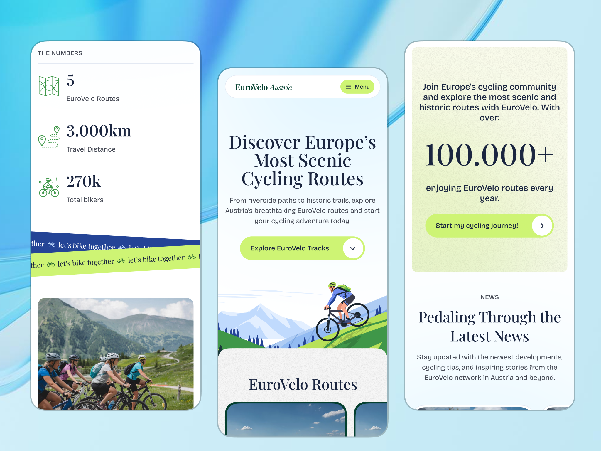 EuroVelo Austria – Cycling Travel Landing Page Design 2