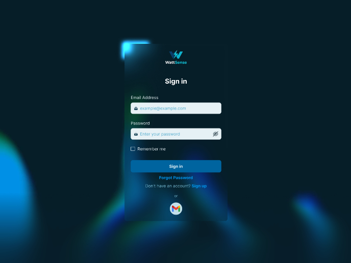 WattSense Sign in/ Sign up Page