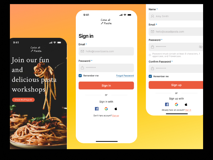 Mobile Onboarding: Casa di Pasta