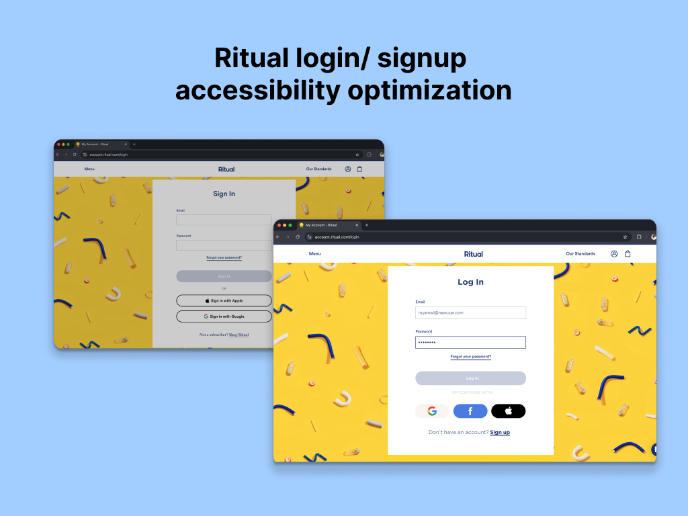 Ritual Login Accessibility Optimization