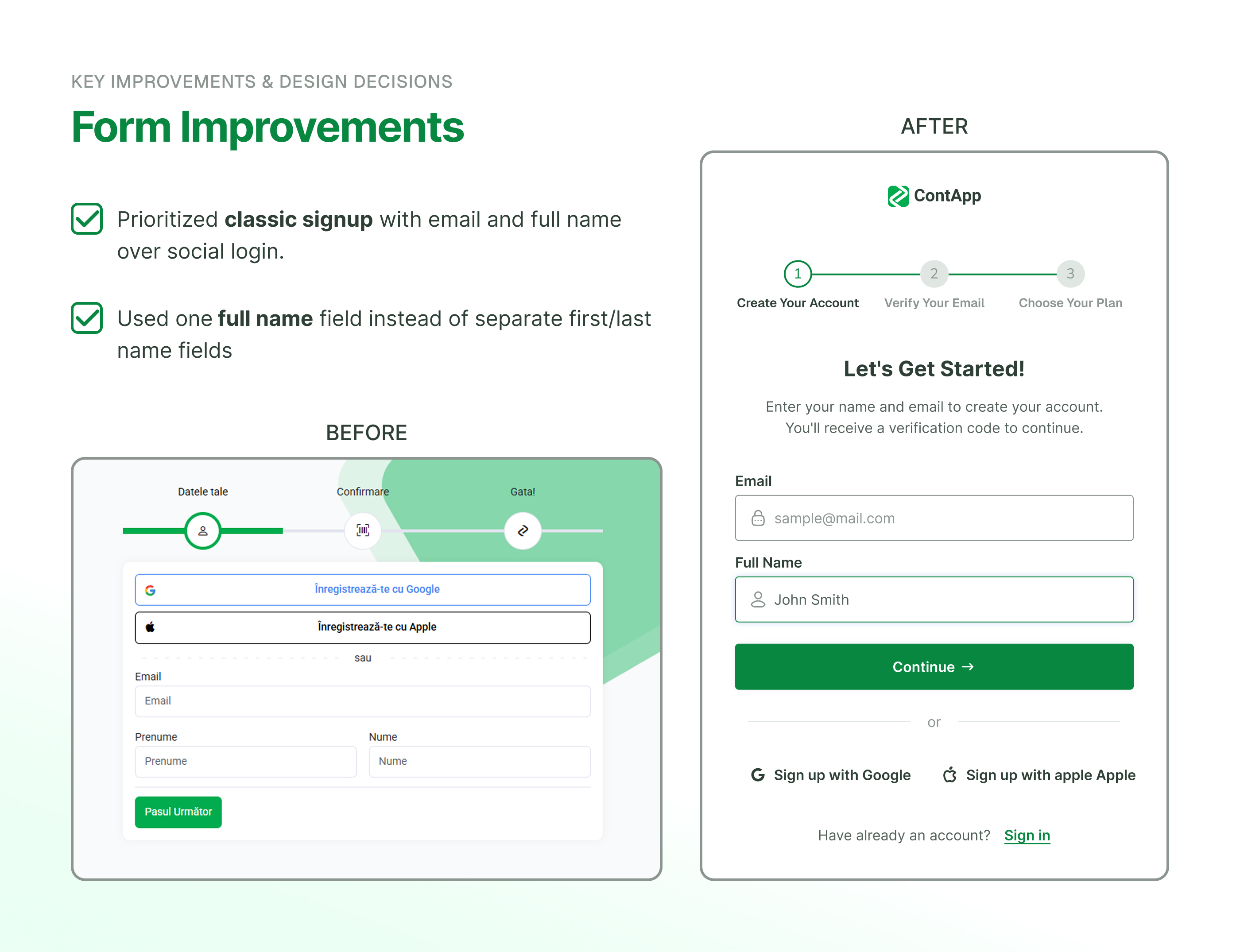 Redesigning the Signup Flow for ContApp 4