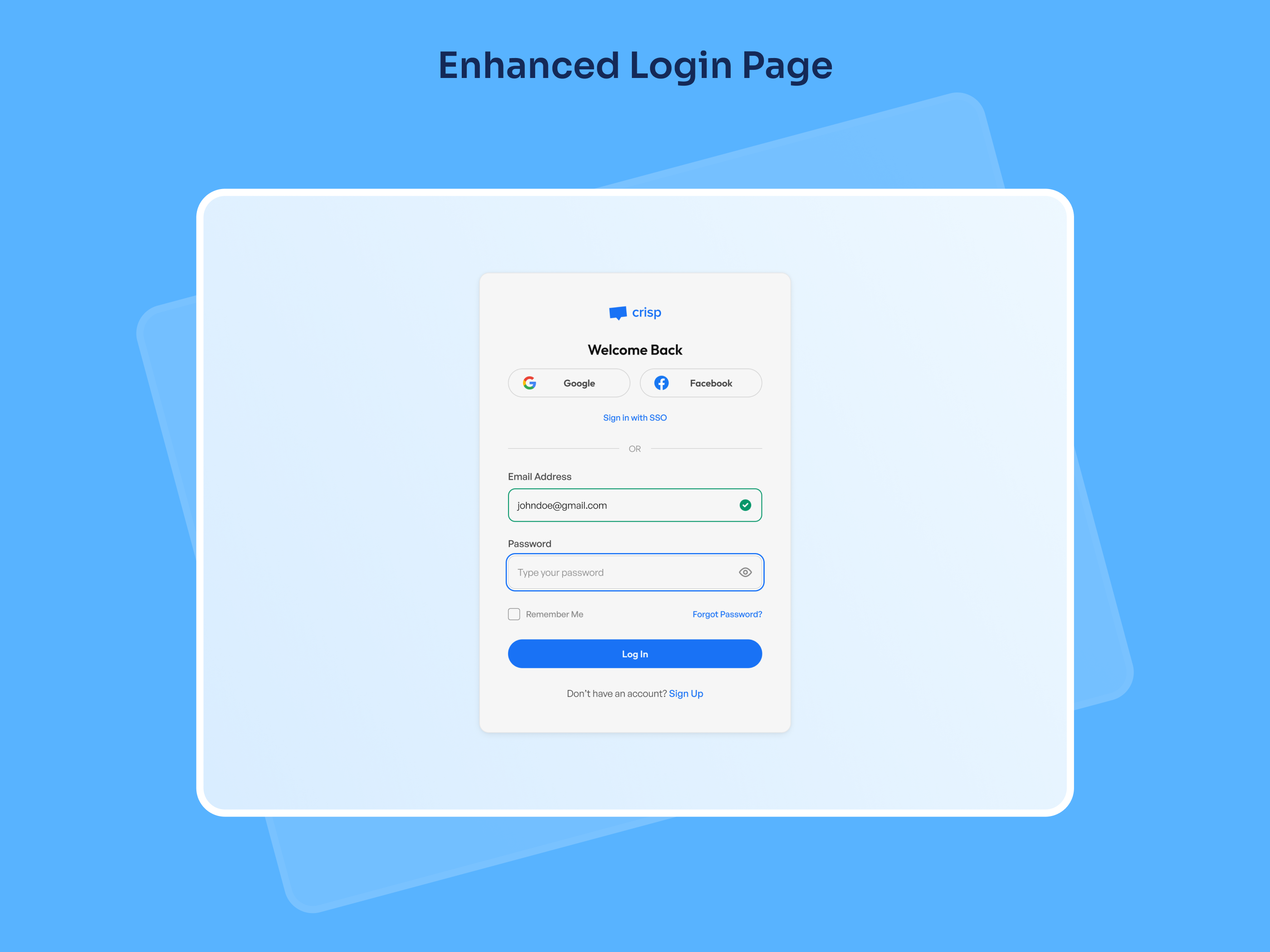 Accessible Signup for Crisp Chat 1