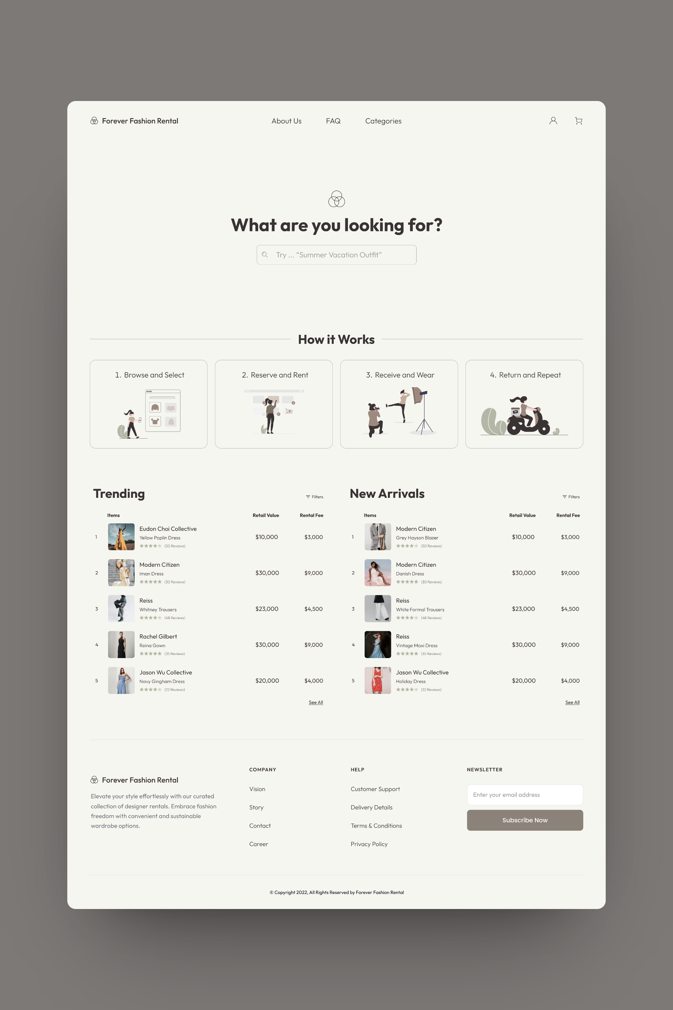 Fashion Rental Service Landing Page