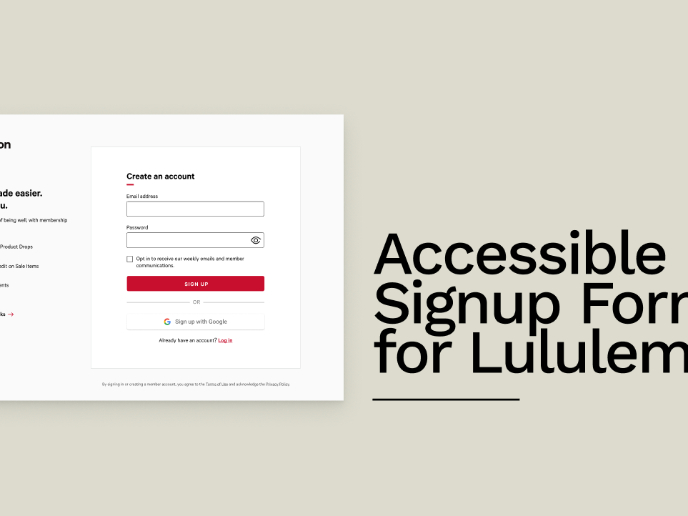Lululemon sign up form