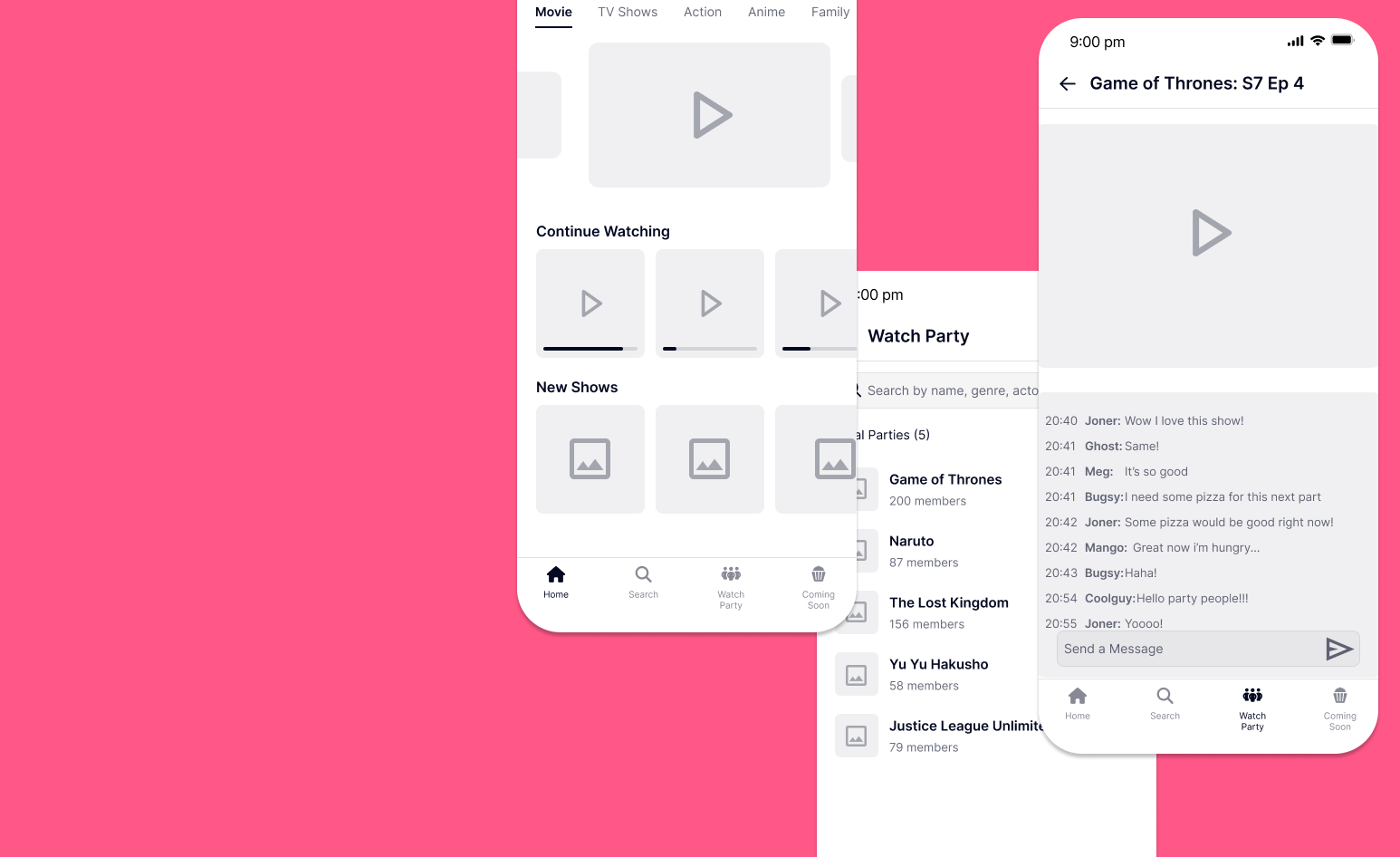 Wireframe for Video Streaming Service