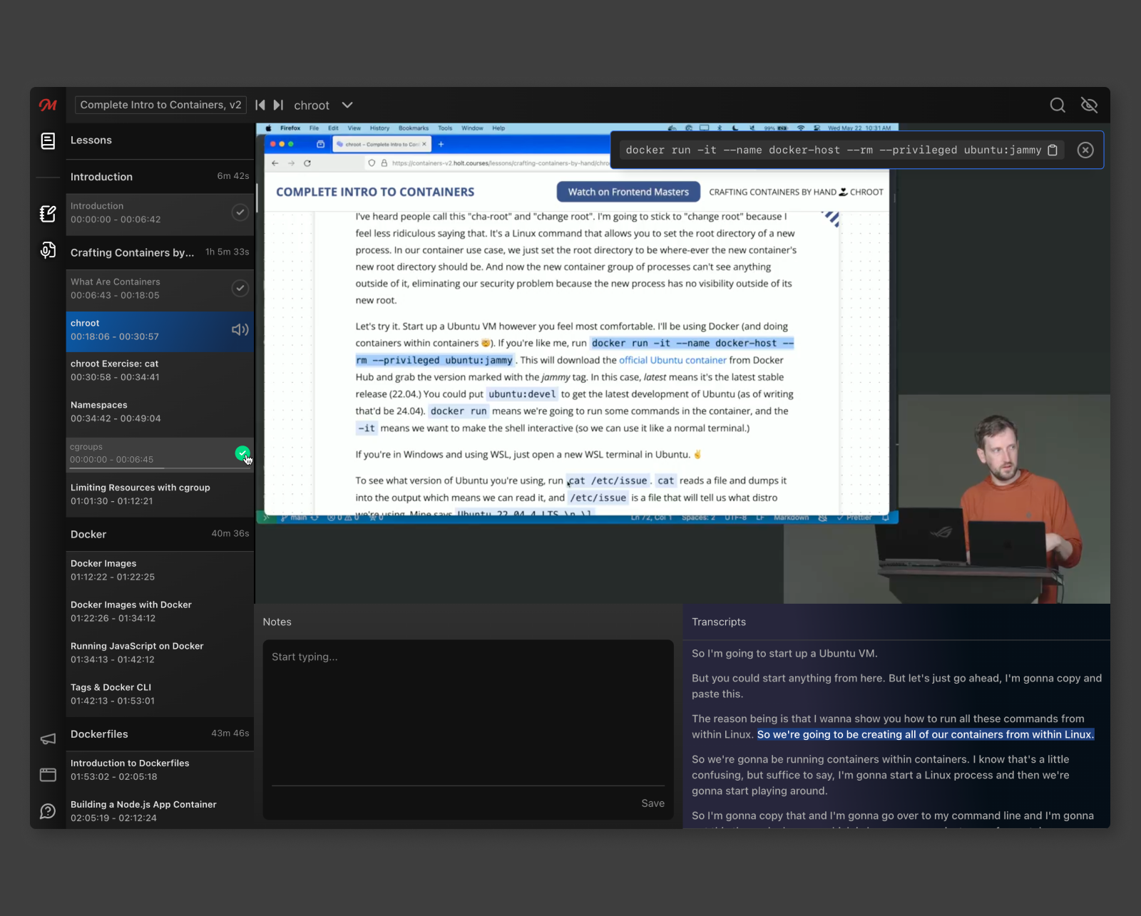 Frontend Masters Course Player 1