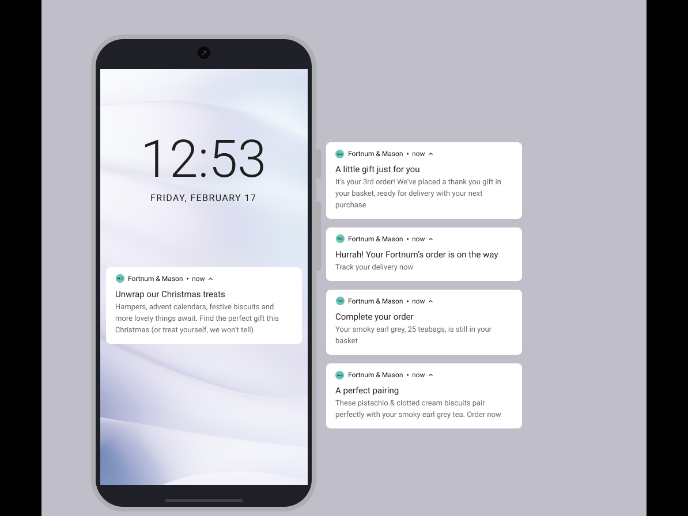 UX Writing - Push notifications - Fortnum & Mason Spec