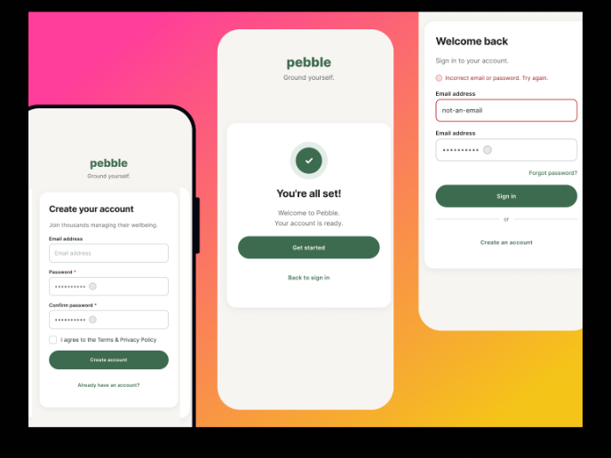 Pebble Accessible SAAS Signup Flow