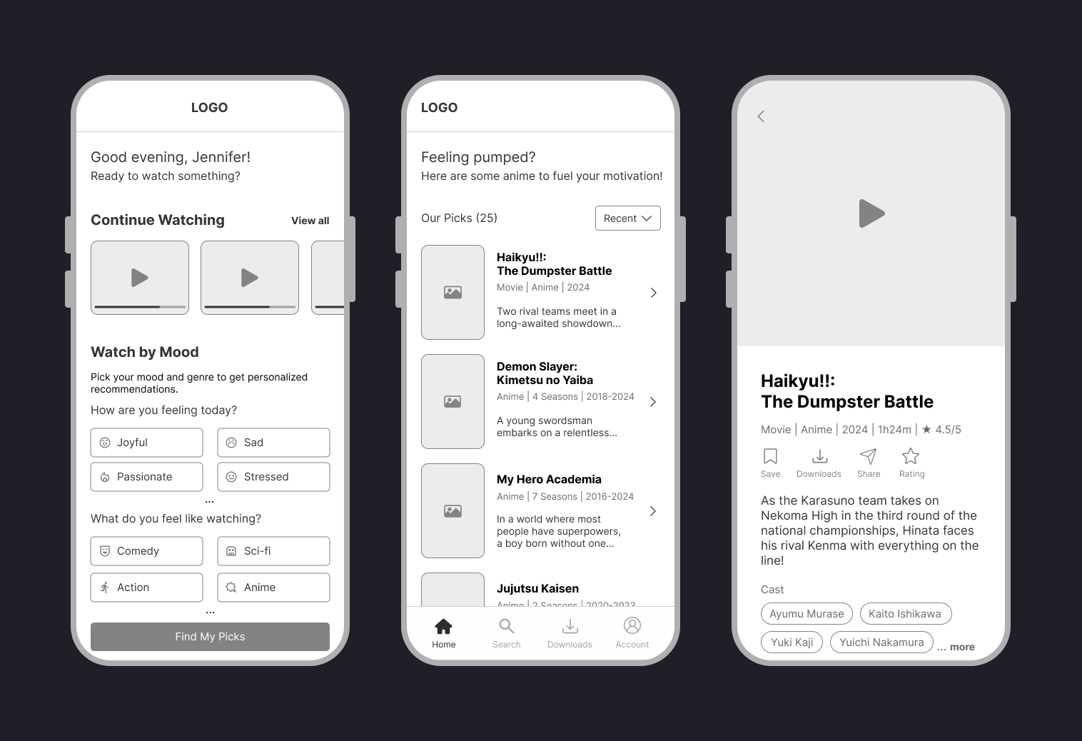 Wireframing for Video Streaming Service