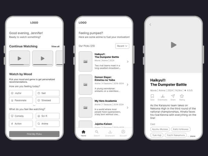 Wireframing for Video Streaming Service