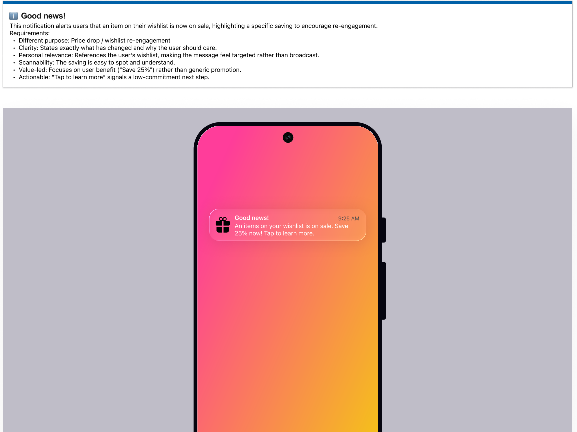 Notification microcopy - Project 5