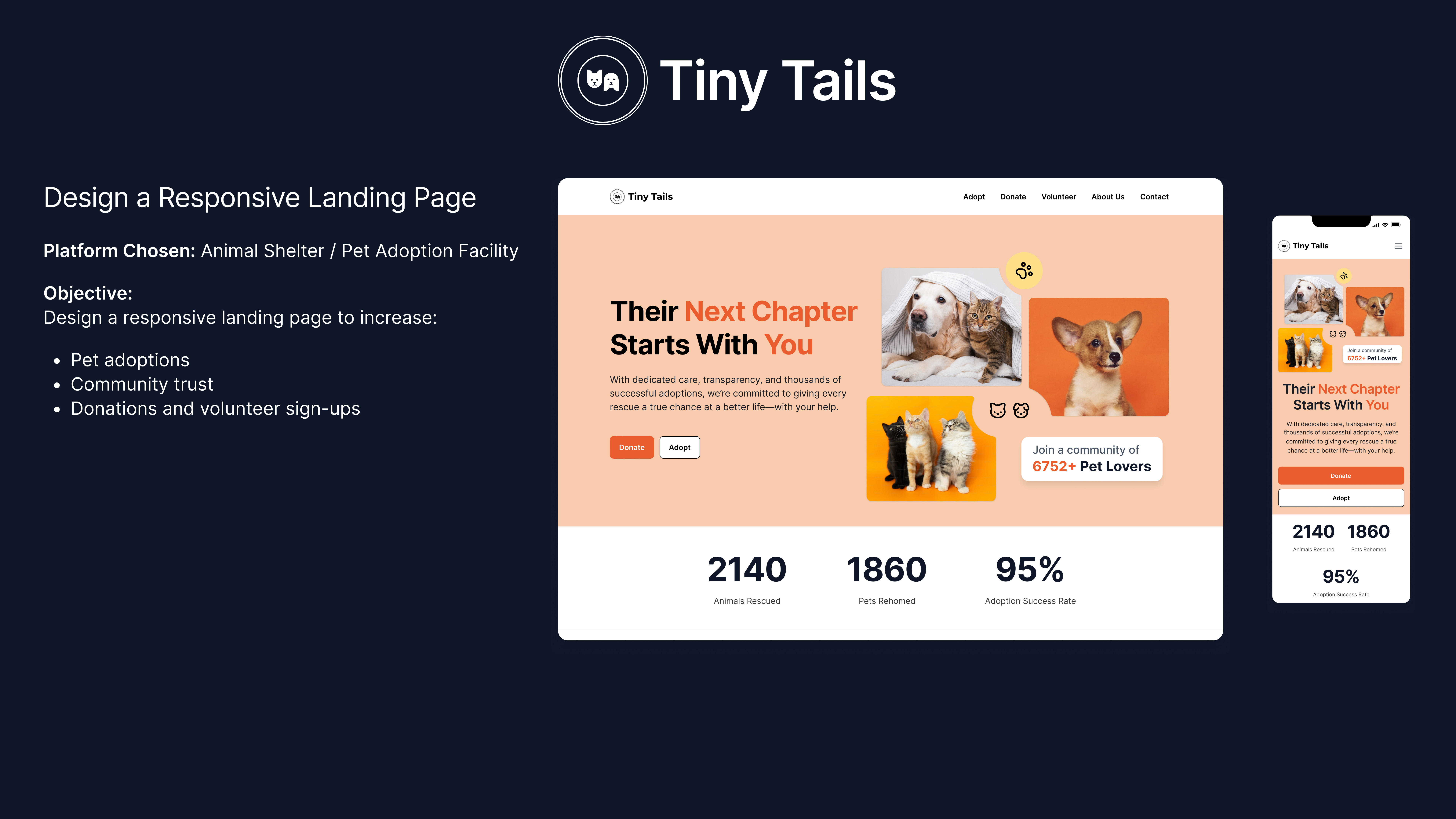 Tiny Tails - Animal Shelter Landing Page 1