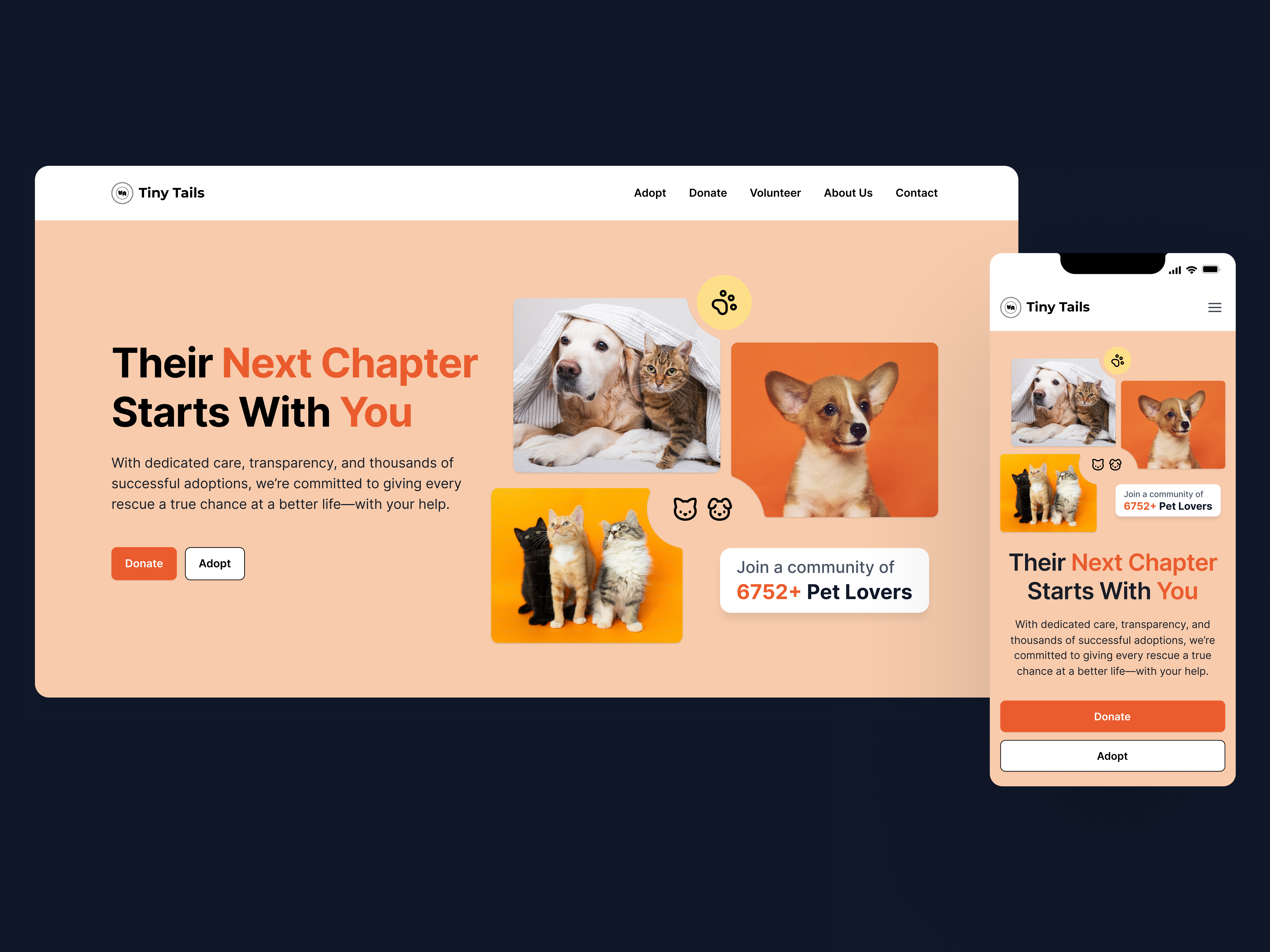 Tiny Tails - Animal Shelter Landing Page