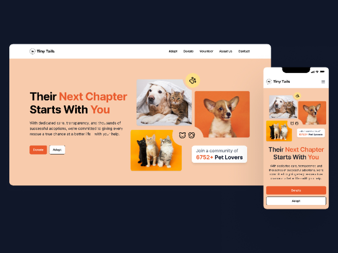 Tiny Tails - Animal Shelter Landing Page