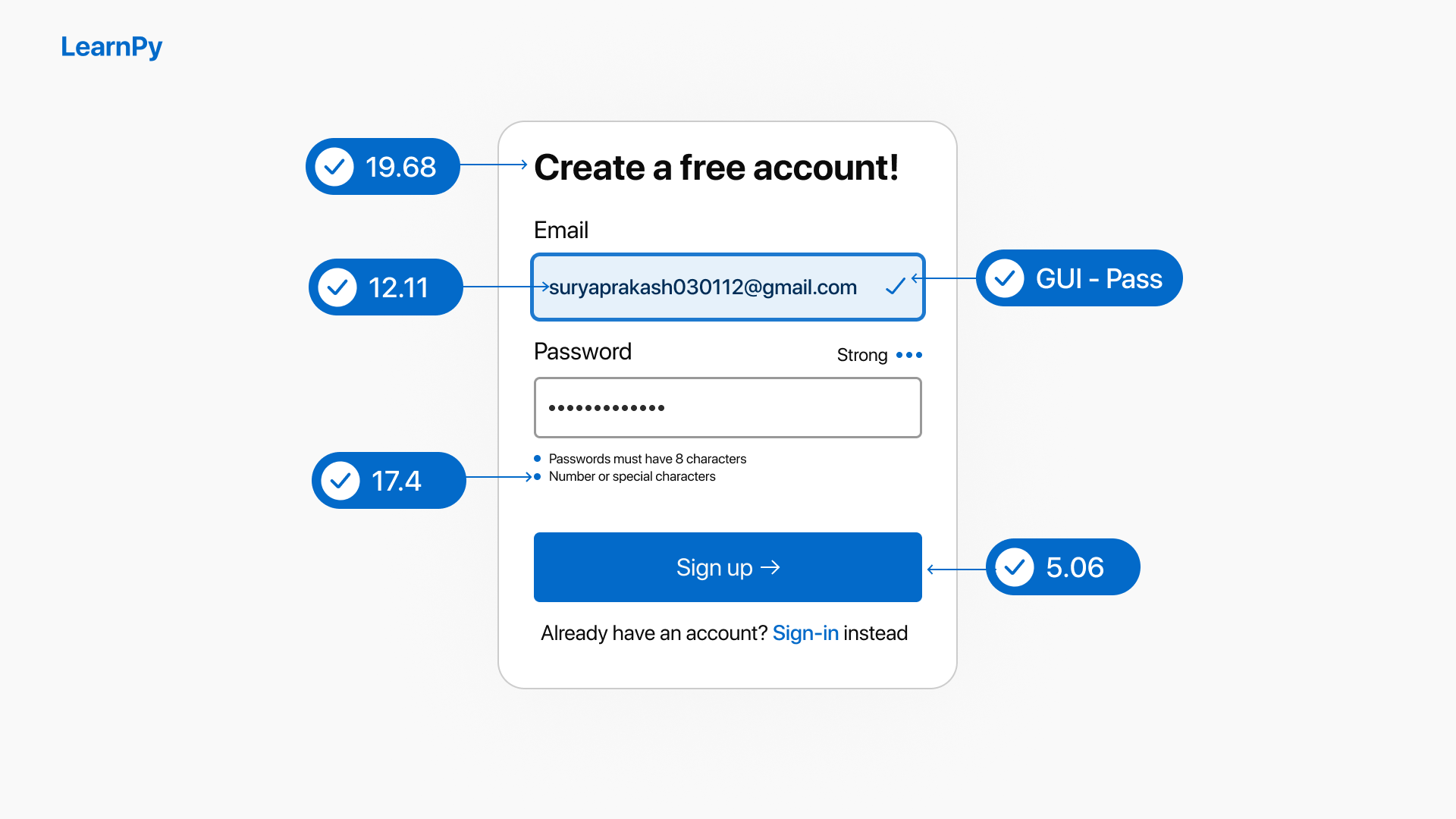 LearnPy Signup page 4