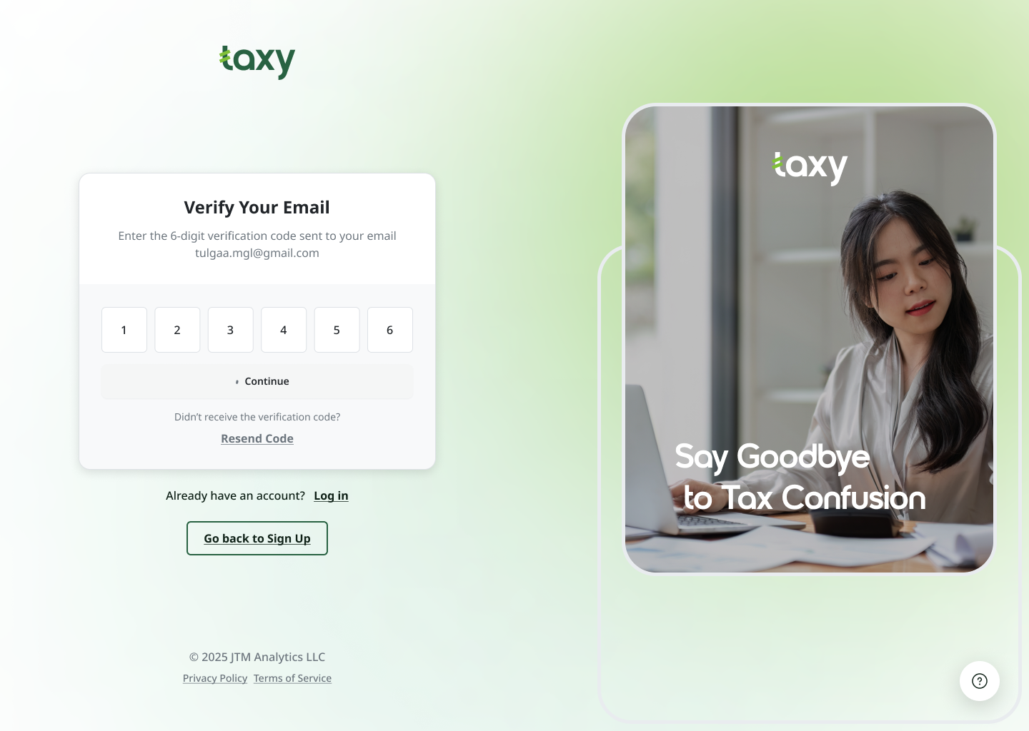 Optimized Login & Signup Page for Taxy – A Tax Assistance SaaS 5