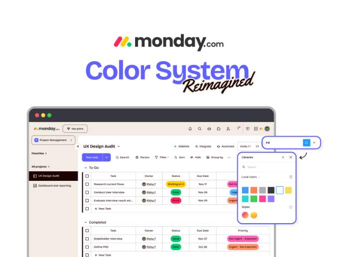 Monday.com - Work Management App Color System Revamp