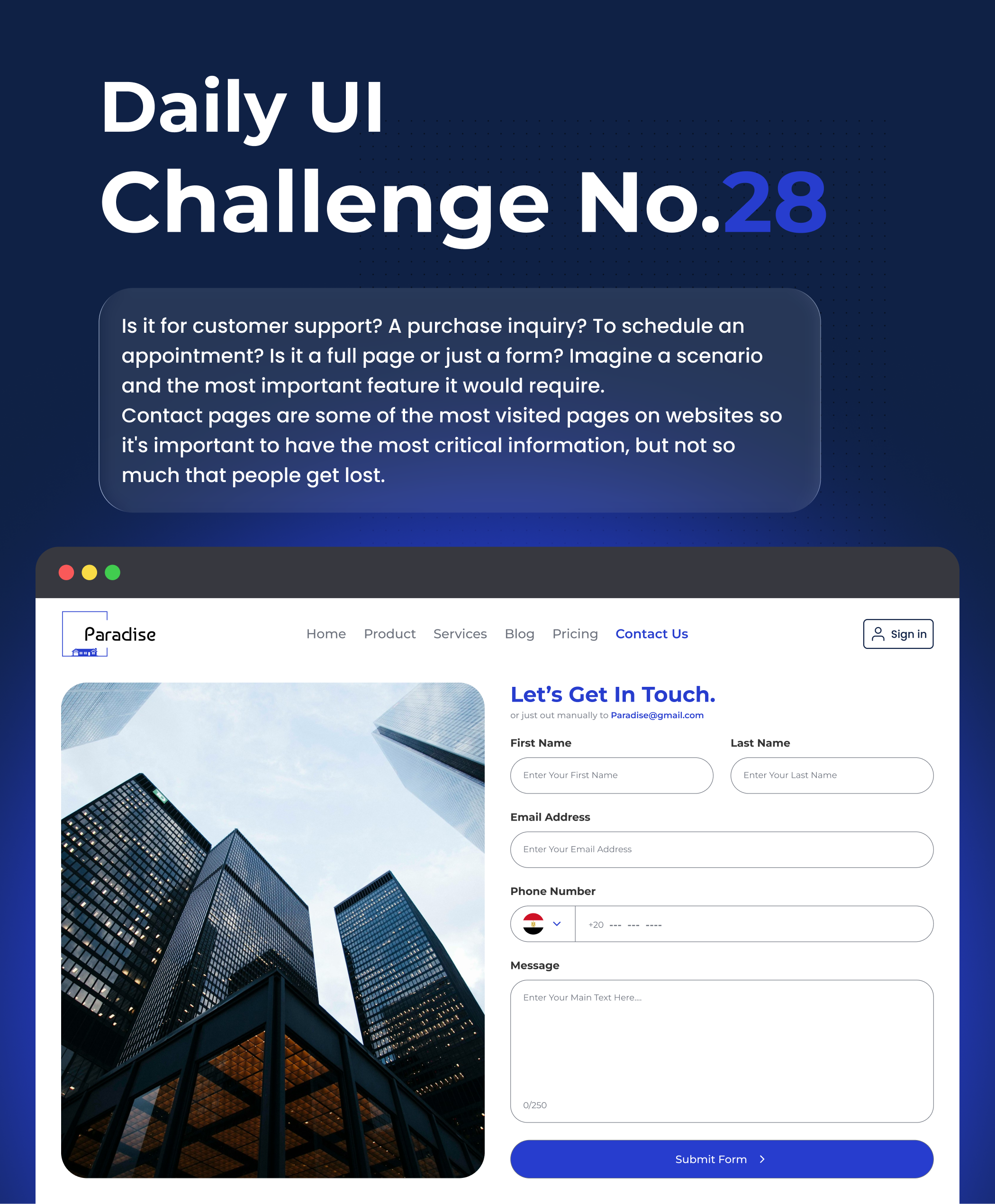 DailyUI #28 | Contact Page 1