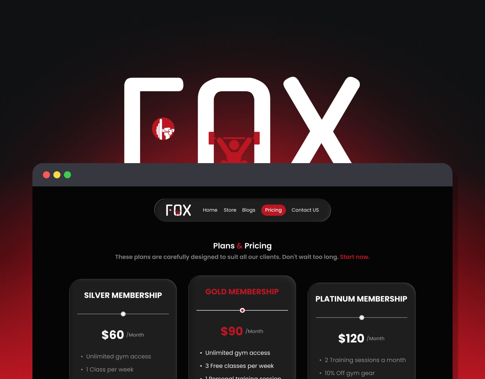 DailyUI #30 | Pricing "Fox Gym"