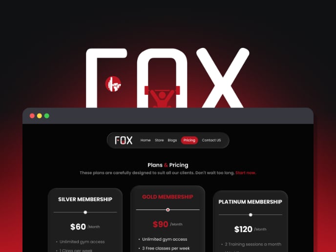 DailyUI #30 | Pricing "Fox Gym"