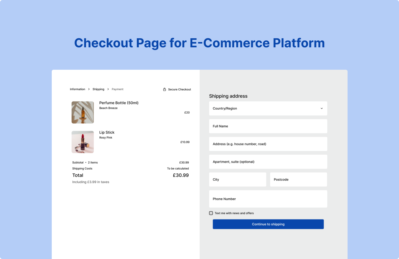 Checkout Page for E-Commerce Platform