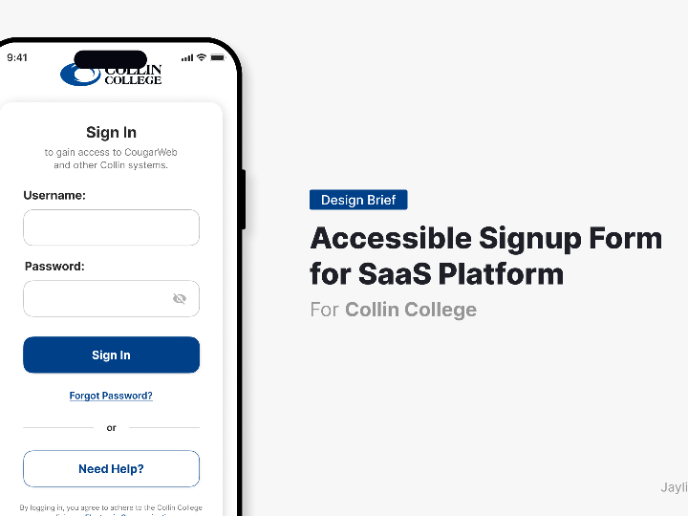 Accessible Signup Form for SaaS Platform | Collin College