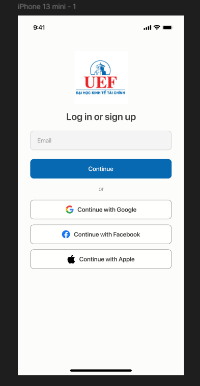 University LMS_Interactive UI Log in/signup screen