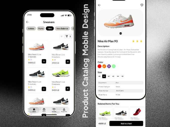 Product Catalog Mobile design 