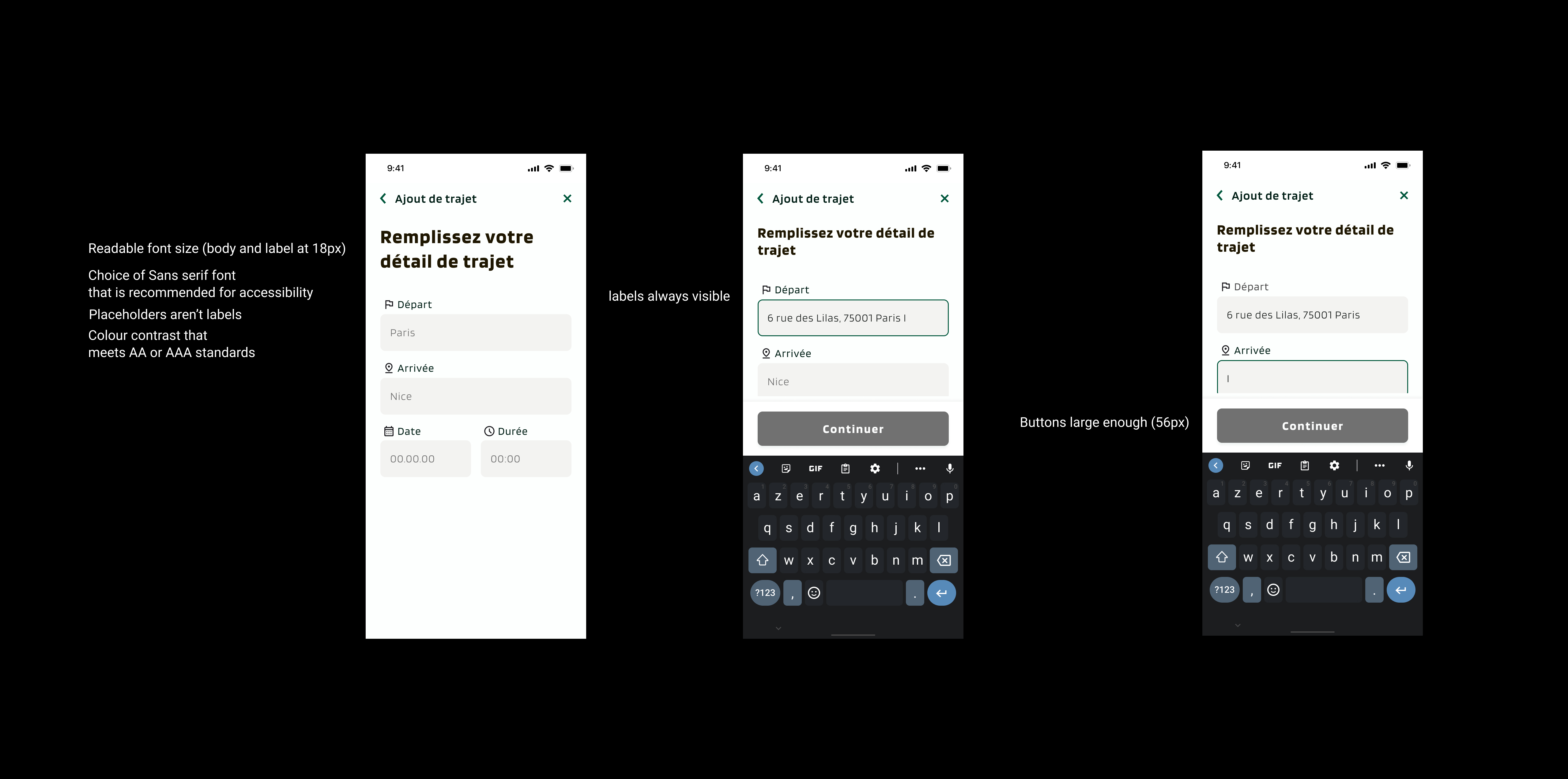 Filling in trip details