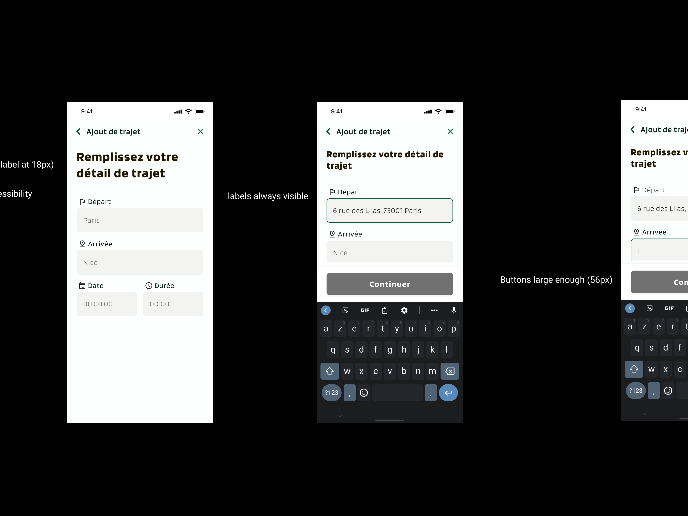 Filling in trip details