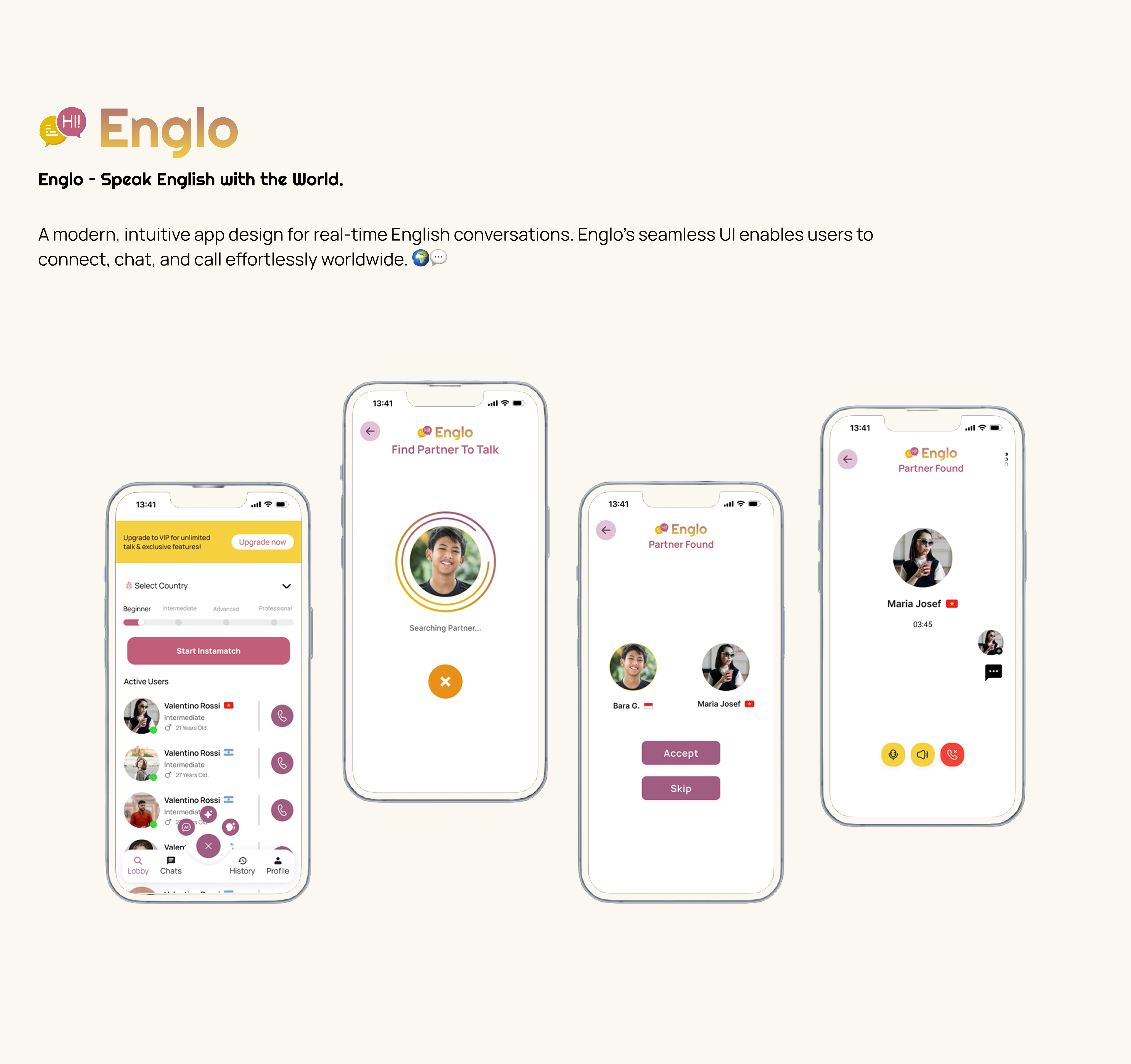 Englo Mobile App | UI/UX Design | Language Learning 1