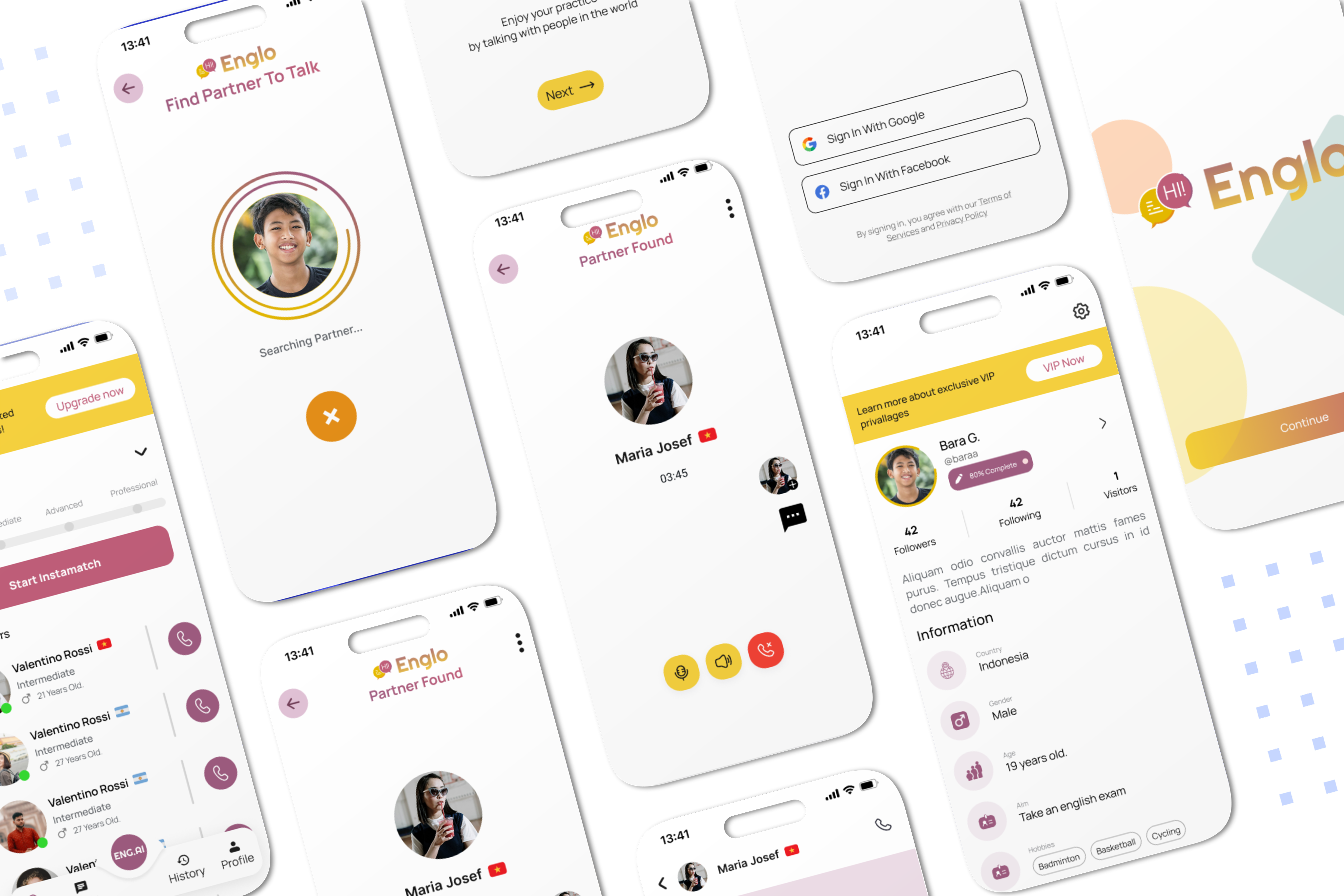 Englo Mobile App | UI/UX Design | Language Learning