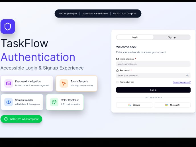 TaskFlow Accessible Login & Signup