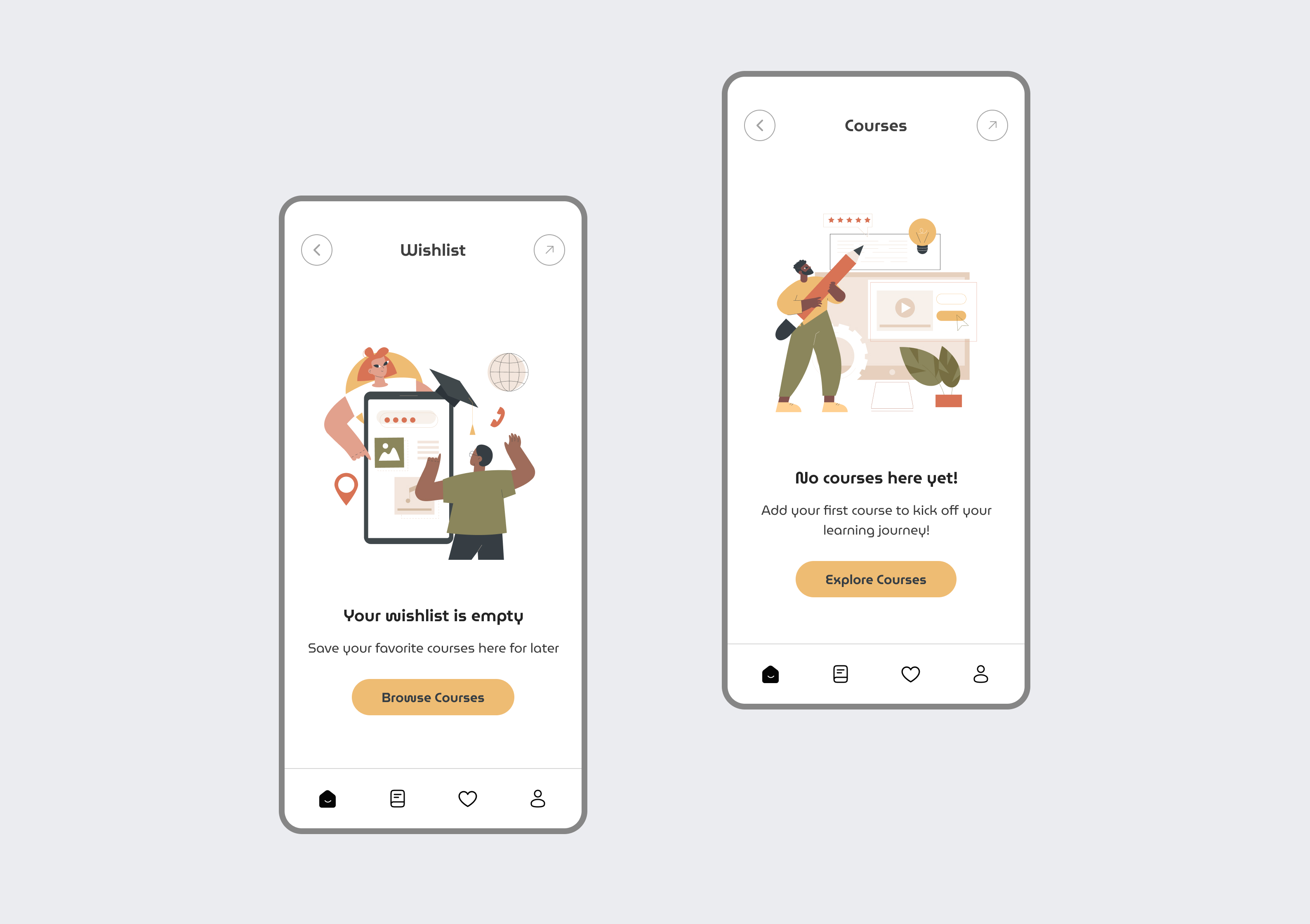 Empty State Designs for a Learning Platform