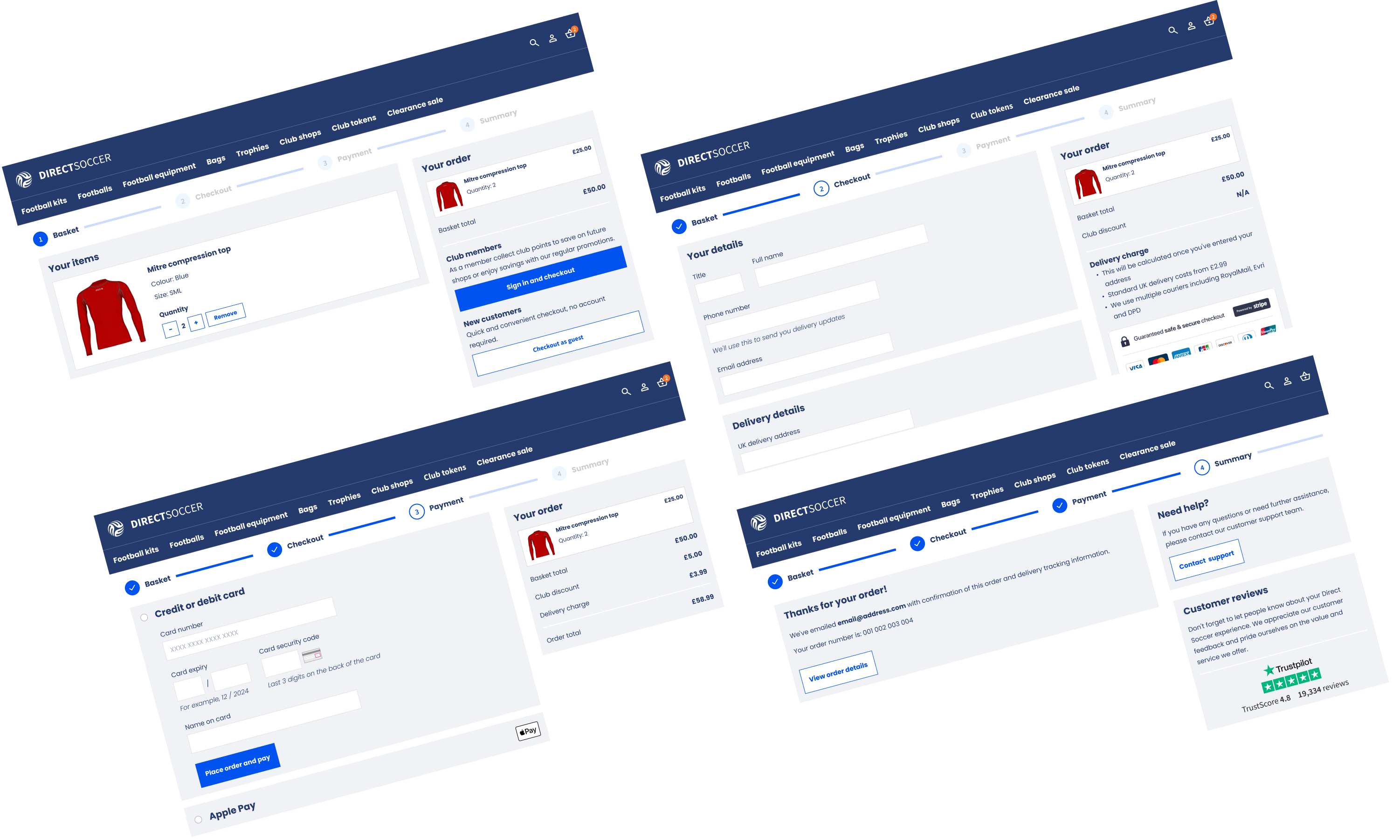 Checkout flow for DirectSoccer