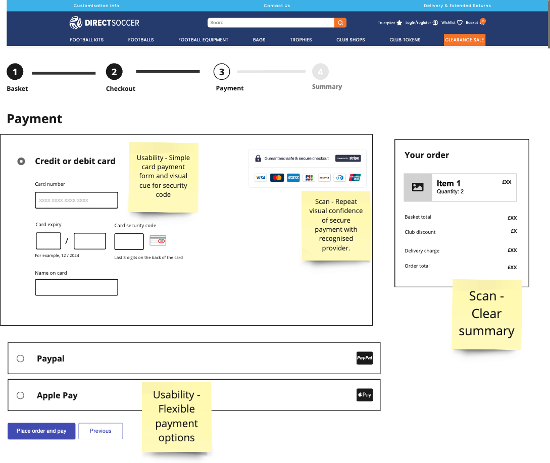 Checkout flow for DirectSoccer 3