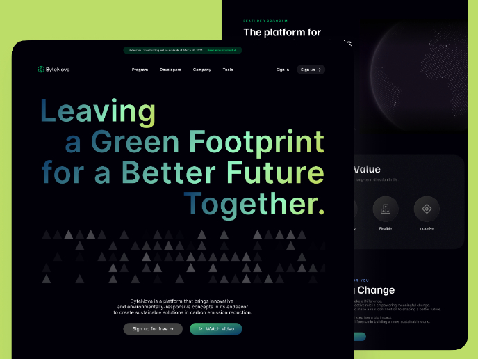 Carbon Footprint Web Design for ByteNova