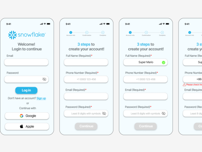 Accessible Signup Form for Snowflake