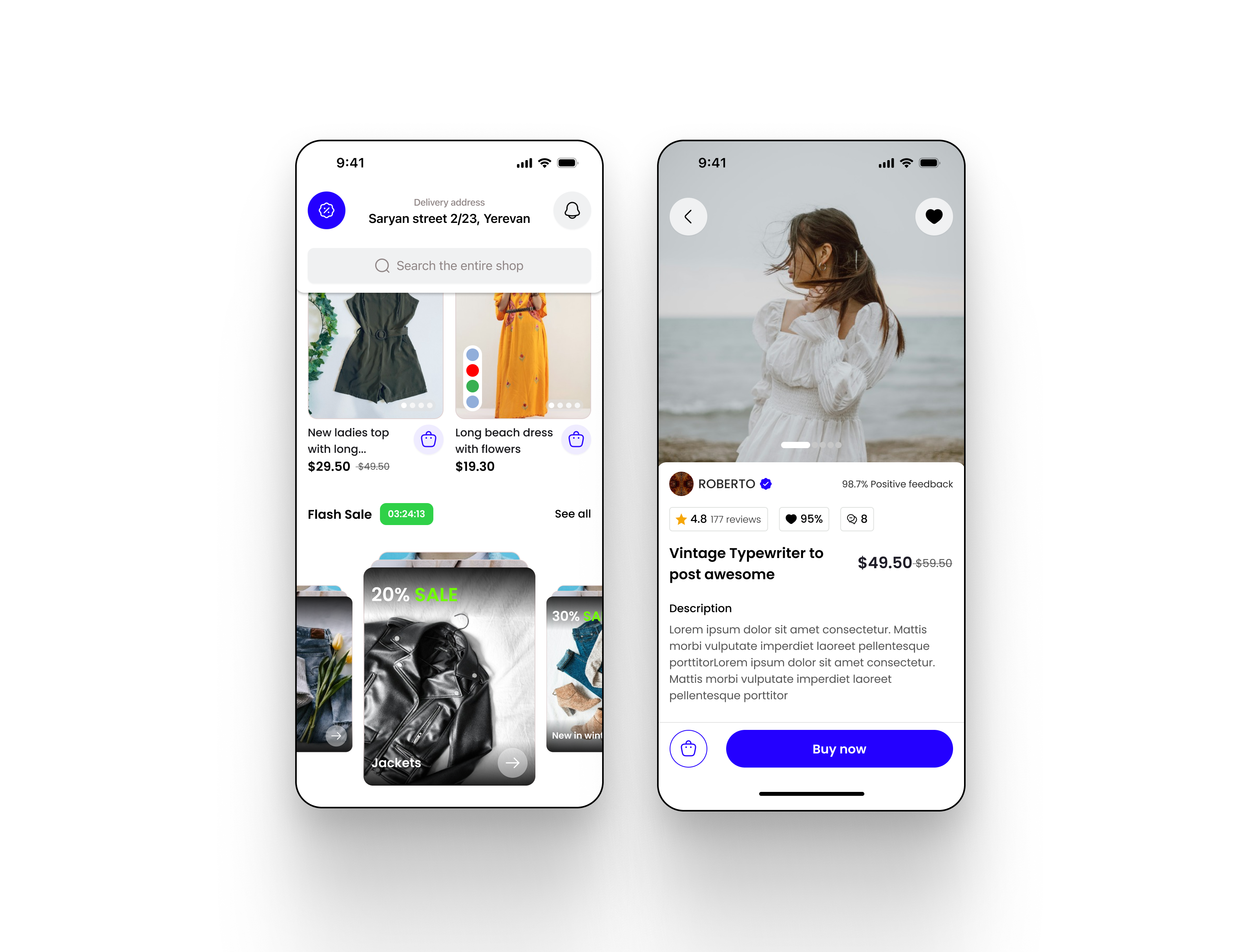 Product page UI