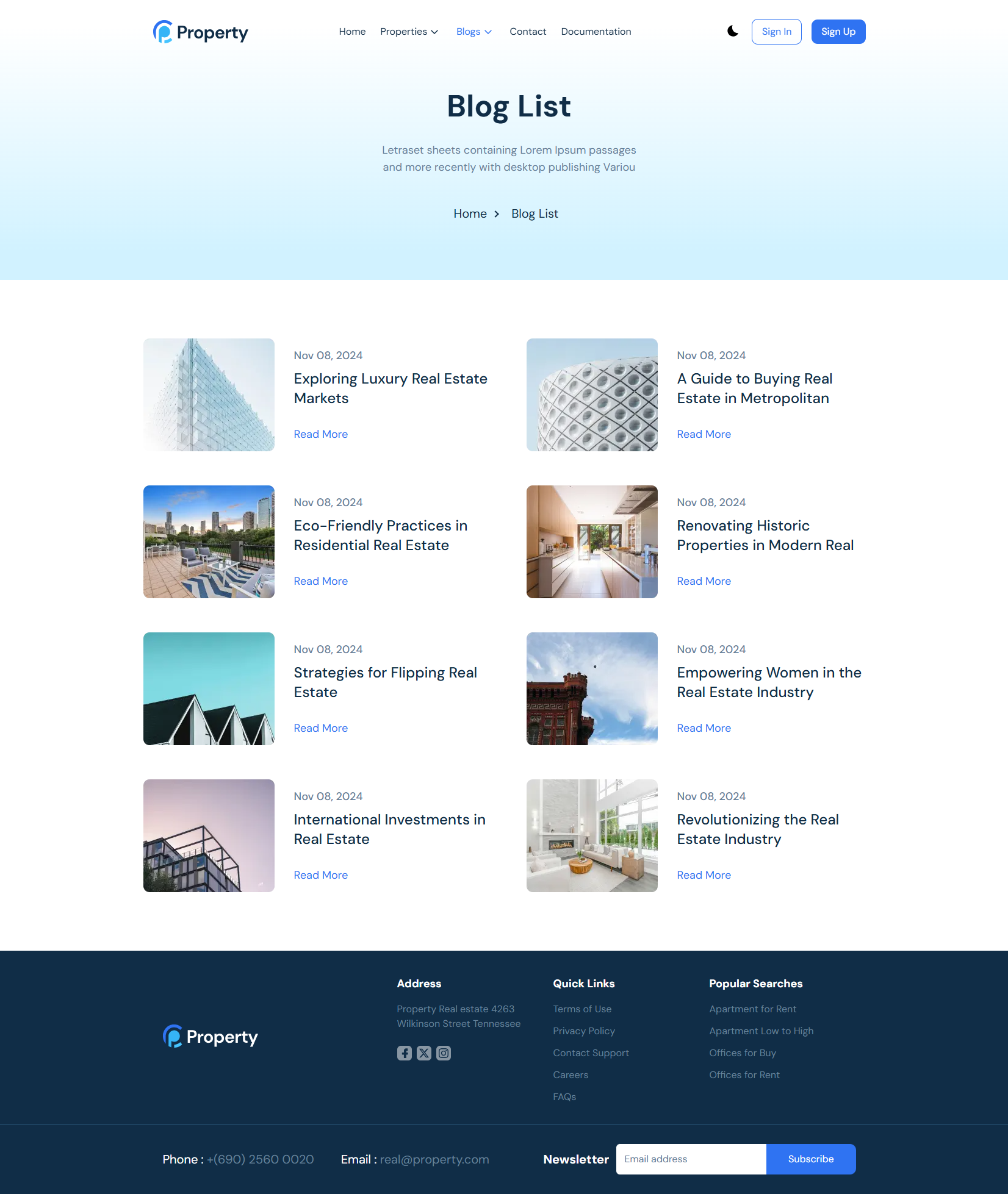 Blog List Design