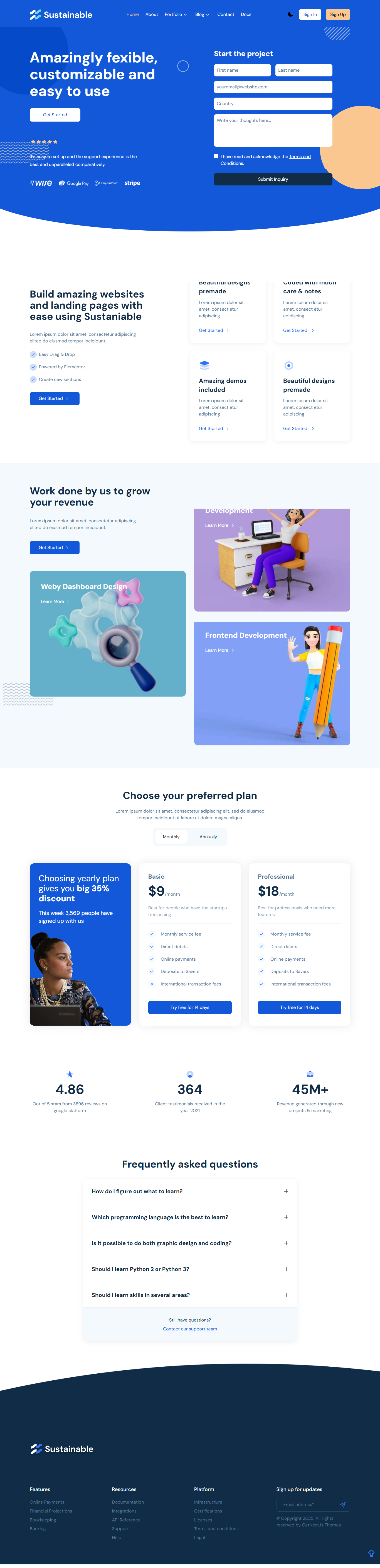 Sustainable Pro Website Template Built Upon Next.js, React & Tailwind 1