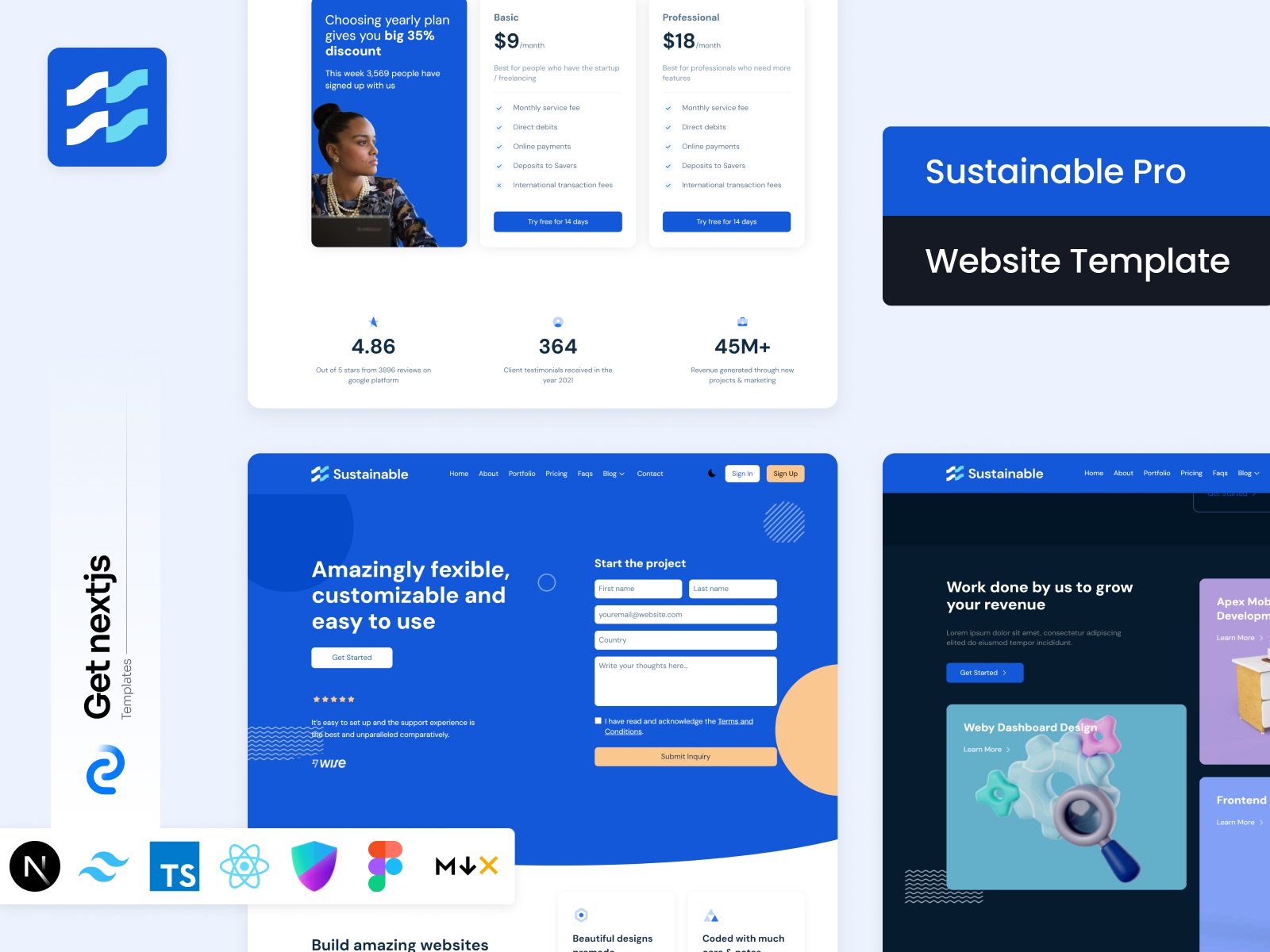 Sustainable Pro Website Template Built Upon Next.js, React & Tailwind