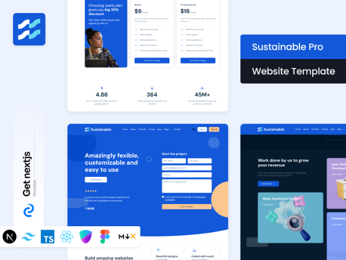 Sustainable Pro Website Template Built Upon Next.js, React & Tailwind