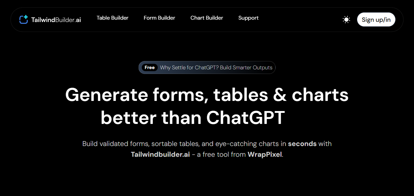 Tailwind Builder Free AI-Powered Code Generator for Forms, Tables & Charts 5