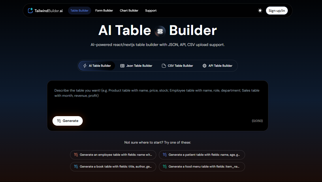 Tailwind Builder Free AI-Powered Code Generator for Forms, Tables & Charts 3