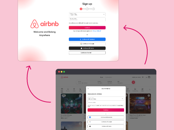 Redesign of Airbnb sign up