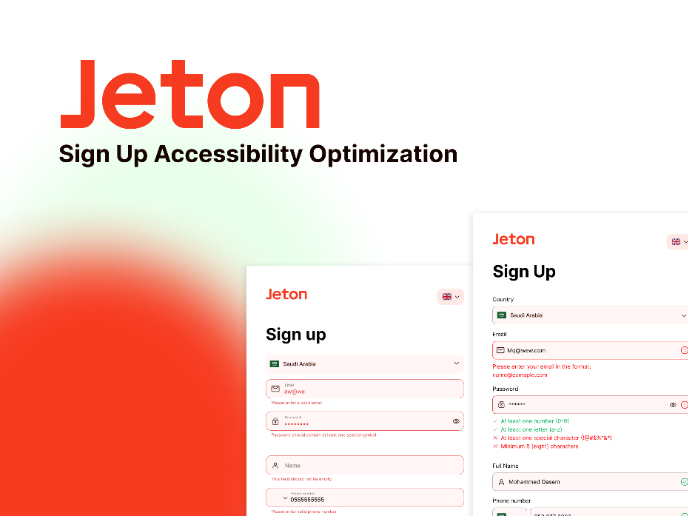 Jeton Sign Up Accessibility Optimization 