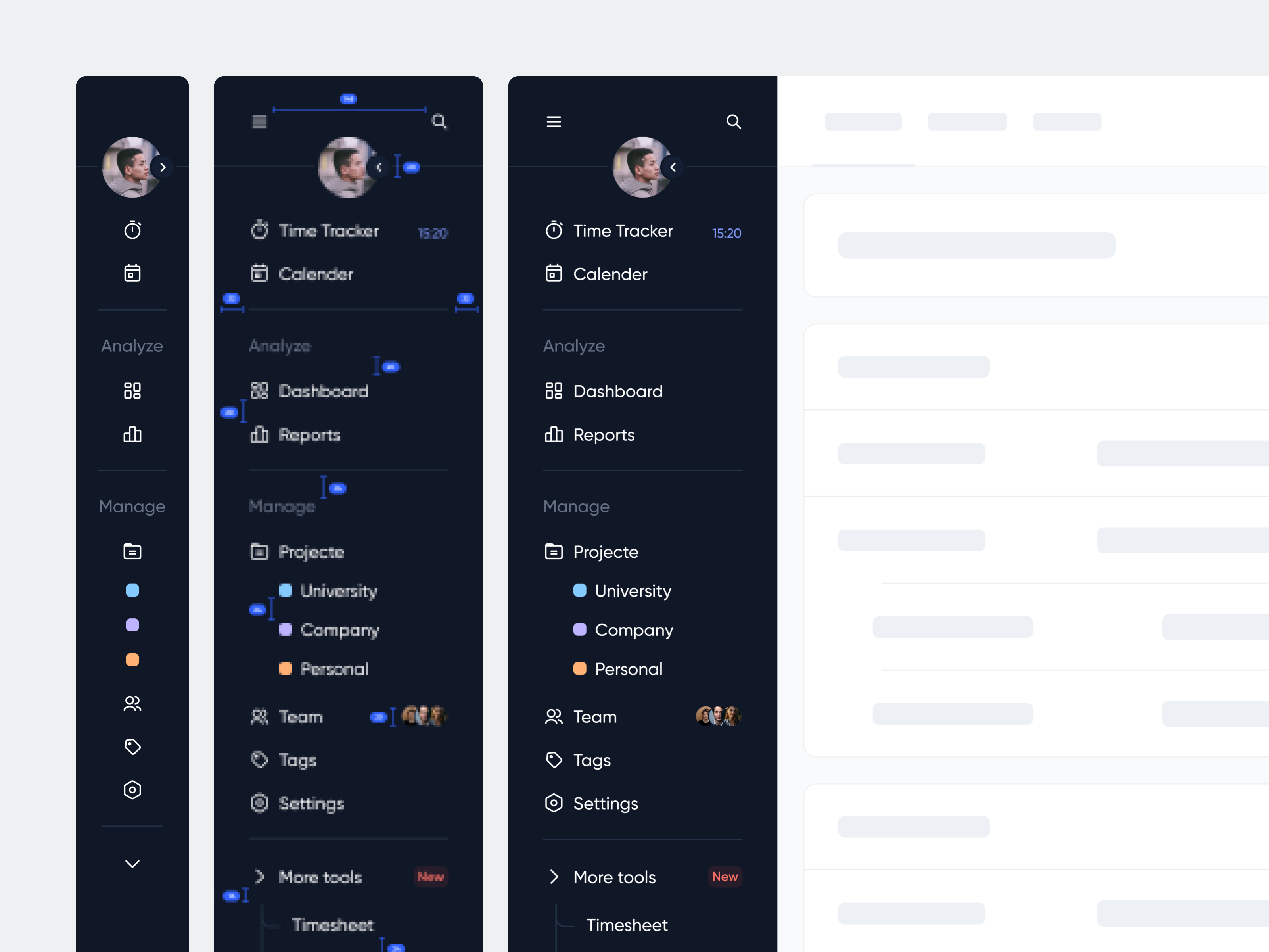 Three-tier sidebar navigation