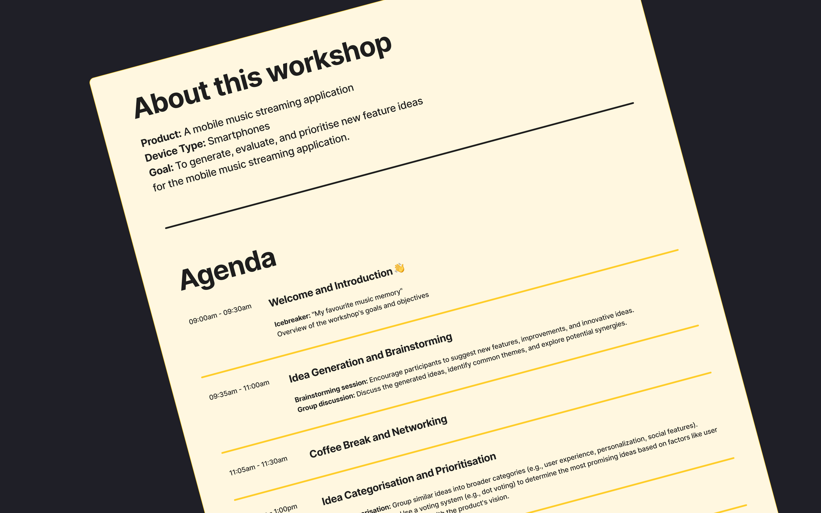 Design Workshop Plan